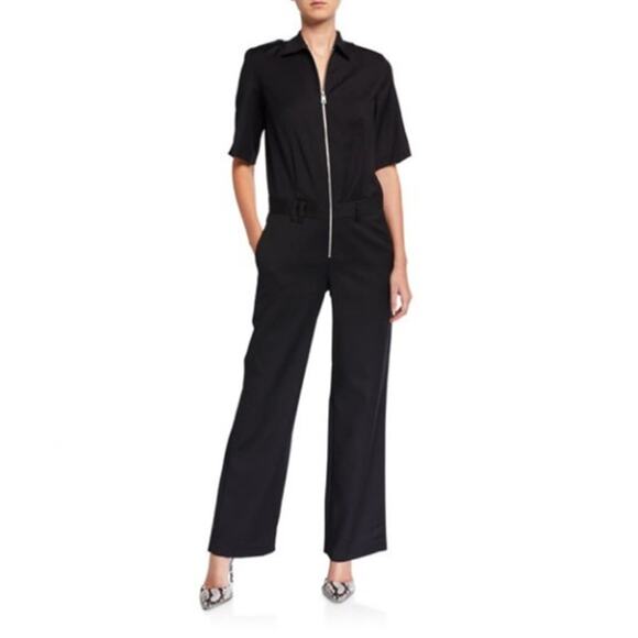 ZADIG & VOLTAIRE City Agrafes Zip Front Jumpsuit Wool Black Sz 38 / M {GG12} - Picture 1 of 11